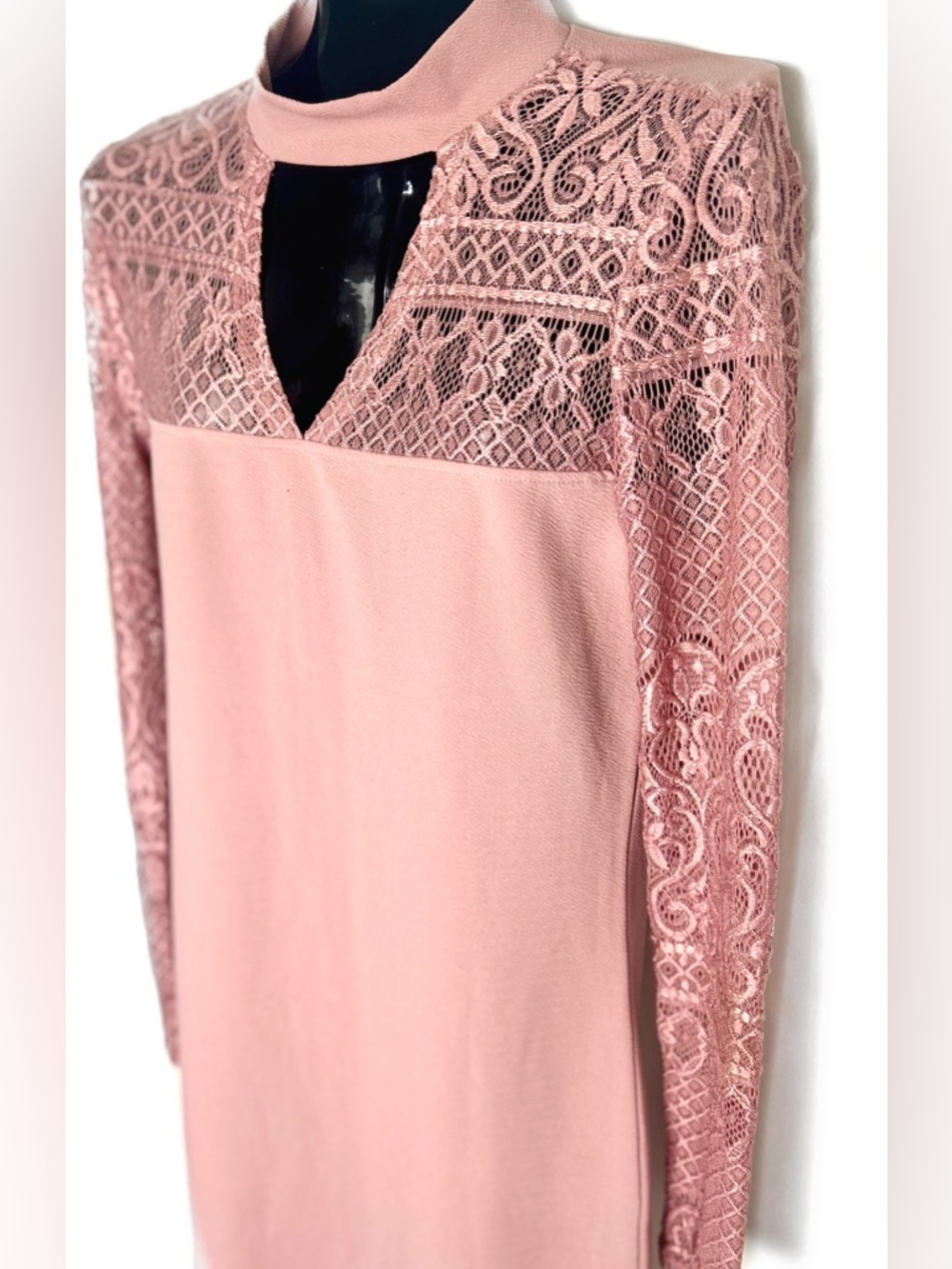 Blush Lace Long Sleeve Dress